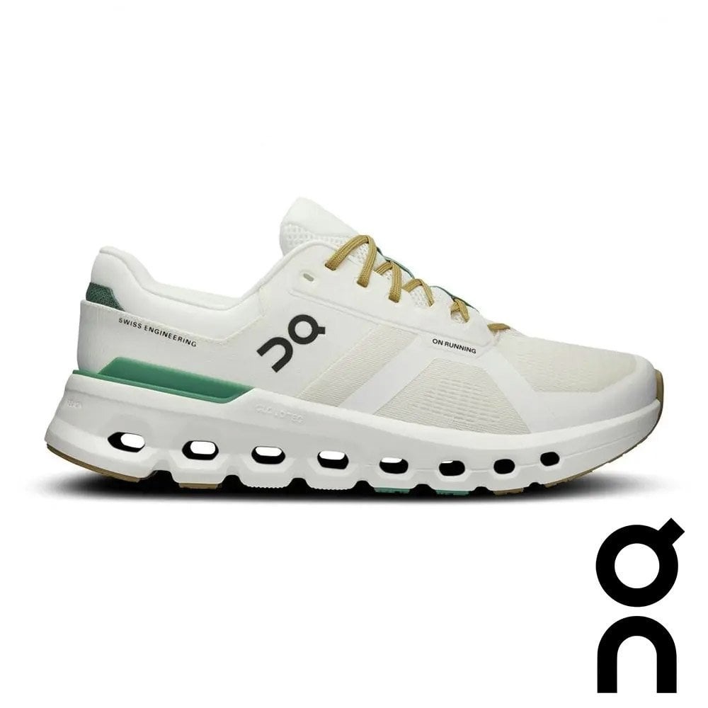 【瑞士 ON】男Cloudrunner 2運動健行鞋-寬楦『純潔白/綠』3ME1032