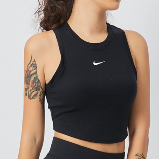 Nike Sportswear Essentials 女 黑 /米色 羅紋 運動 休閒 短版 背心 FB8280-010