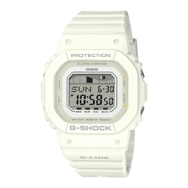 CASIO卡西歐 GLX-S5600-7B 衝浪之旅潮汐月相腕錶 40.5mm 白色