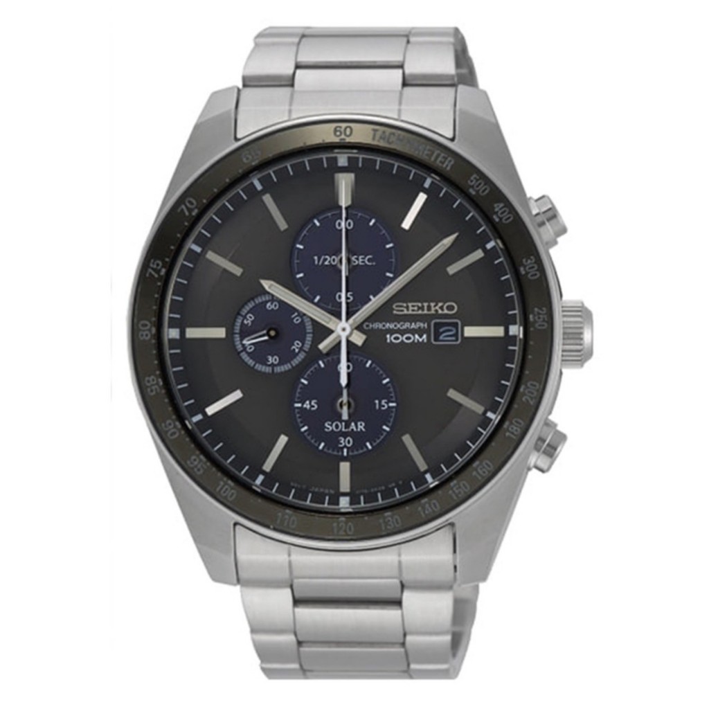 【SEIKO 精工 】Chronograph 黑面競速太陽能三眼計時男錶 V176-0AZ0H 44mm 現代鐘錶