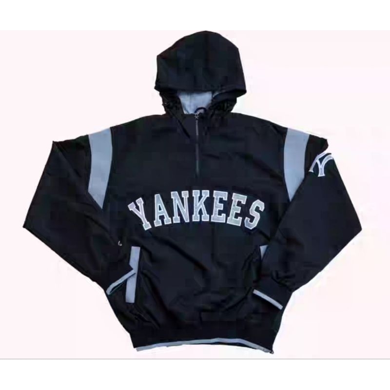 YANKEES 洋基隊 NY 半拉鏈 衝鋒衣 防風 外套 夾克 嘻哈 饒舌 大尺碼 尺寸M~3XL