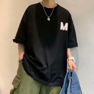 ⚡【M-8XL】港風INS風印花T恤男士短袖 寬鬆加大碼上衣情侶炒街半袖時尚T恤 Oversize圓領T恤 男女皆宜