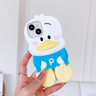 趣味可愛立體貝克鴨伸縮支架 16 iPhone15Pro 14 13手機殼卡通矽防摔軟殼蘋果11 12PromaX保護殼