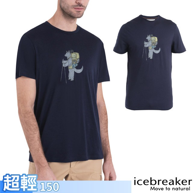 【Icebreaker】男 美麗諾羊毛圓領短袖排汗衣 Tech Lite III 休閒上衣T恤_海軍藍_IB0A56WV