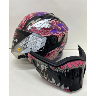 【ZEUS ZS-613H AJ48 獸彩繪 消光黑紫 附面甲 ZS613H 瑞獅 臺中倉儲安全帽 ZS613H】