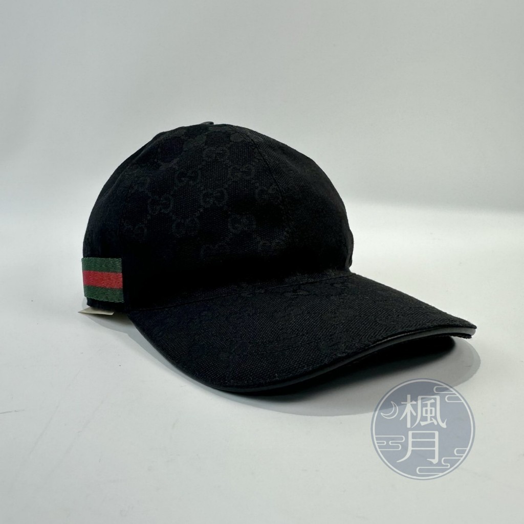 GUCCI 古馳 200035 黑帆布棒球帽 #M 帆布 帽子 老帽 遮陽帽 帽子 鴨舌帽 配件