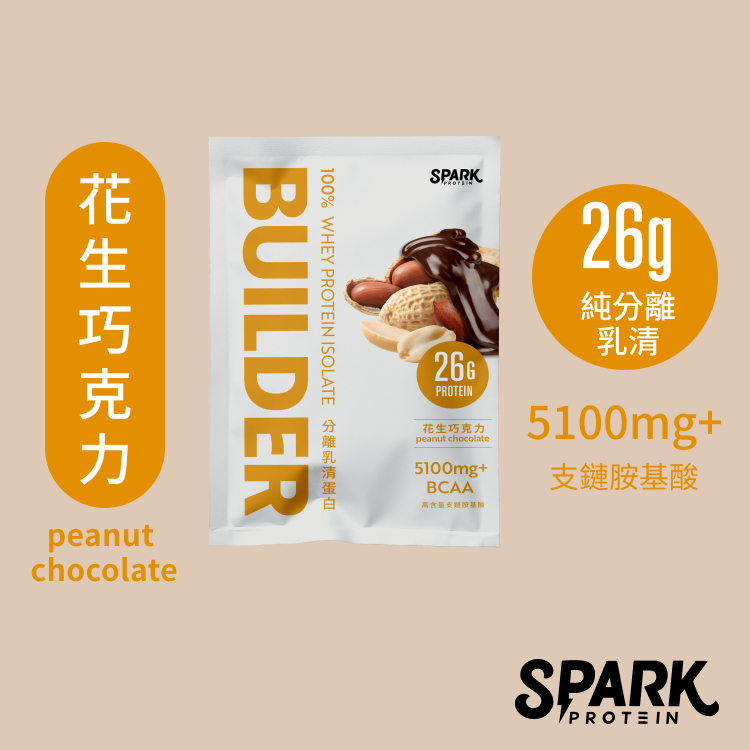 Spark Builder 分離乳清蛋白飲10入- 花生巧克力｜分離乳清 乳清 健身 全分離蛋白粉 高蛋白 乳清蛋白