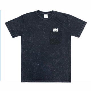 { POISON } RIPNDIP LORD NERMAL POCKET TEE 經典中指貓口袋TEE 黑灰礦洗染