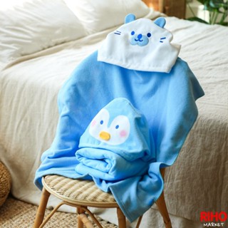 韓國大創 Daiso 夏季 企鵝 連帽浴巾斗篷 兒童浴巾 沙灘 游泳 造型 浴巾 浴袍 浴衣 海獺 動物造型 快速吸水