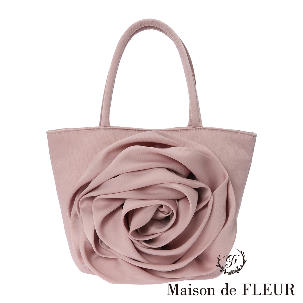 Maison de FLEUR 優雅大玫瑰花朵造型磁扣手提包(8A42F0J1800)