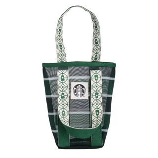 妞妞小舖 星巴克 starbucks 星復古條紋網布隨行杯袋 格紋 提袋 書包 手機袋 免運 限量 文創