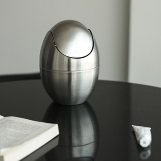 mooin moderne 摩登不鏽鋼桌面垃圾桶 蛋形 居家生活 日用品 垃圾桶 桌上型垃圾桶 不銹鋼