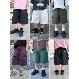 TWO KiDS 童裝240155現貨薄款皺感紋理口袋速乾工裝短褲(100-150碼)男童五分褲兒童褲子中大童