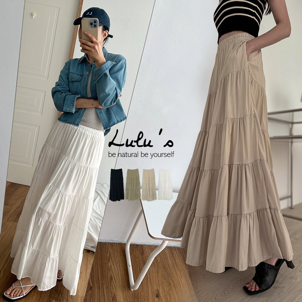 LULUS/屬於長腿姊姊的蛋糕裙４色【A05230046】渡假長裙 裙子230629