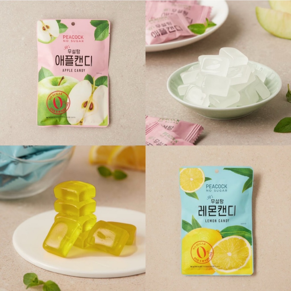 [預購] Peacock 零糖糖果 蘋果/檸檬 80g zero sugar 水果糖 韓國零食 無糖 🇰🇷韓國代購