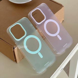 半透馬卡龍MagSafe磁吸手機殼適用 iPhone15 14 12 13 Pro Max i12 15Pro保護殼