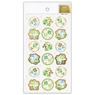 *激動小鹿*<現貨>日本 NB社 貼紙 日式燙金貼紙 四葉草&鳥 5074170 和風貼紙 日本貼紙