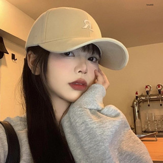 百搭ins 咖色 米色 刺繡R字母 遮陽帽 棒球帽 女 大臉 大頭圍 顯臉小 鴨舌帽 寬帽簷 帽子 潮