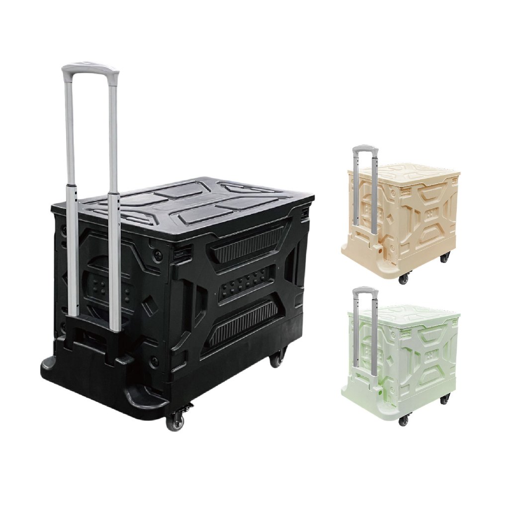 【露遊】摺疊收納箱推車(60L&88L)｜折疊購物車 折疊推車 買菜車 購物車 手拉車 露營收納 可當椅子乘坐