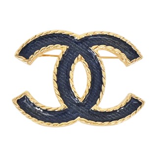 CHANEL 經典藍色琺瑯雙C LOGO滾邊造型胸針(金色)｜100%原廠真品｜JS Maxx官方旗艦館