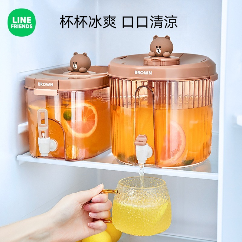 ©LINE FRIENDS熊大冷水壺水果茶冷泡壺涼水壺家用可放冰箱大容量飲料桶