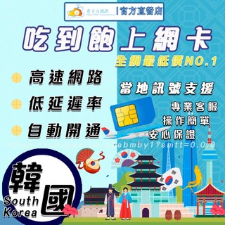 【4G/5G 韓國SIM卡－高速上網絡卡】首爾/釜山/濟州島/仁川/江原道/喫到飽/熱點分享/隨插即用/旅遊網絡卡/網路卡