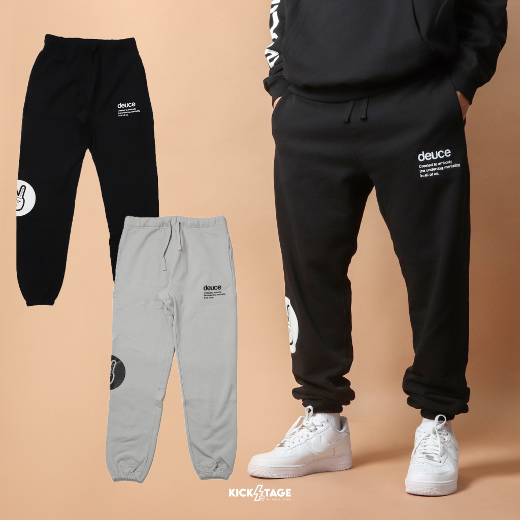 DEUCE BRAND PREMIUM SWEAT PANTS 黑 灰 LOGO 抽繩 運動 長褲 棉褲【DE027】