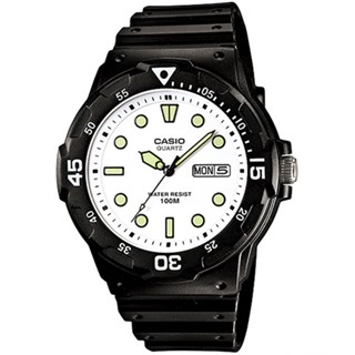 CASIO 卡西歐 DIVER LOOK 潛水運動風手錶-黑x白 MRW-200H-7E