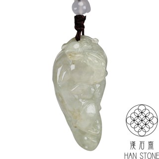 【漢石齋】天然翡翠A貨 貔貅玉佩吊墜 冰糯種(22*49*15mm)