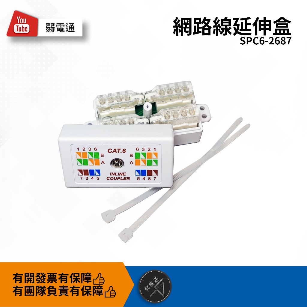 【弱電通】Cat.6 網路線延伸盒 網路線延長/連接器/網路線對接/美國T3/Cat6網路線/免工具【現貨】