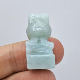 天然A貨緬甸玉藍水翡翠貓頭鷹印章，小擺/鵝鵝天然翡翠/A7281208