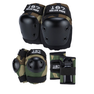 【187 Killer Pads 總代理正品】(單車/ 長板/ 滑板/ 直排輪) - 兒童護具六件組 (迷彩)