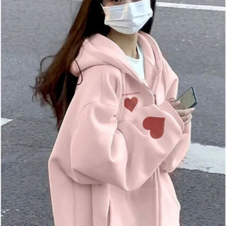 🌷臺灣出貨🌷Glove 淺粉色開衫連帽 衛衣外套女 秋冬新款慵懶風 小眾設計感 寬鬆上衣 外套女 連帽外套 秋冬外套