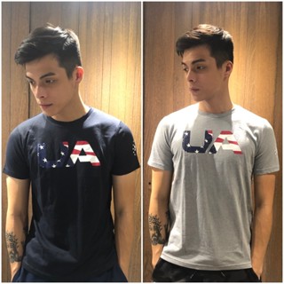 美國百分百【全新真品】Under Armour 短袖上衣 彈性貼身 T恤 青年 UA 運動 Logo 美國國旗 AA54