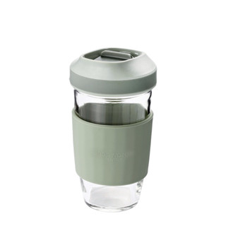 康寧密扣Snapware 防燙 玻璃 隨行杯 500ml 綠色 咖啡杯