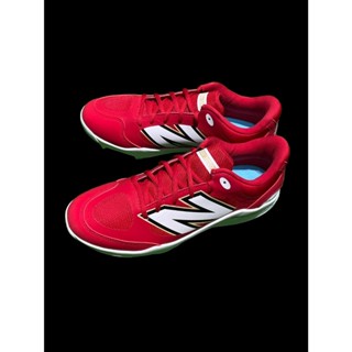 棒球世界全新NEW BALANCEL NB最新款壘球膠釘鞋 2E PL3000R7特價紅白配色