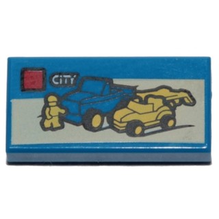 LEGO 樂高 藍色 盒組印刷磚 60440 樂高運輸車 1X2 3069bpb0387