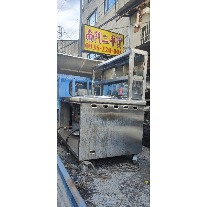 南門餐廚設備二手厚料兩洞玻璃吧台型牛肉麵攤車