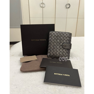 BOTTEGA VENETA 經典編織 短夾 小皮件 4卡 灰銀 二手精品