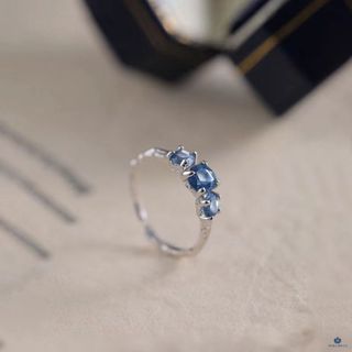 <Porabella>925純銀戒指 藍寶石優雅戒指 ins風 時尚開口式戒指 可調開口式戒指 銀戒 Rings