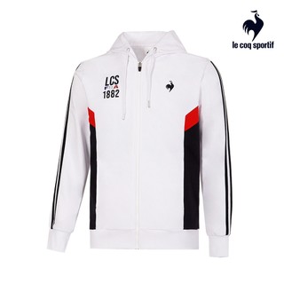【LE COQ SPORTIF 法國公雞】休閒基礎針織連帽外套-男女款-白色-LWU63461