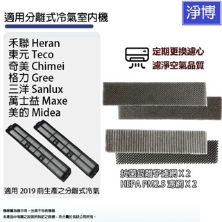 4入組HEPA+銀離子濾網適用於各大品牌舊款分離式冷氣空調室內機 東元/禾聯/奇美/格力/三洋/萬士益/美的/大同/海爾