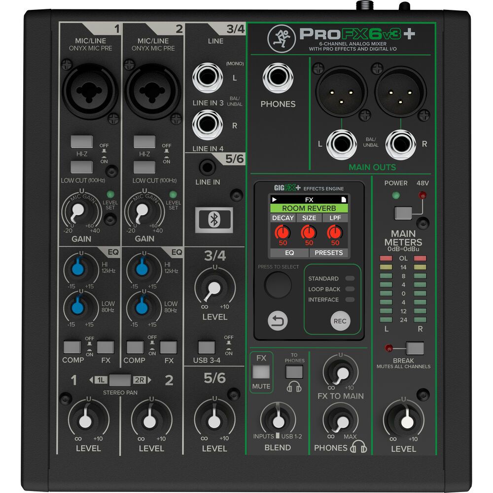 MACKIE ProFX6v3+ USB-C六軌數位效果USB混音器贈美製線材【音響世界】