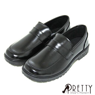 【Pretty】學院風直套式寬圓頭低跟標準學生皮鞋-女款 N-26814