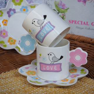 現貨｜花鳥咖啡杯 下午茶 午茶組 奶茶杯 陶瓷杯 送禮 禮盒 贈品 婚禮小物 鄉村風 可愛咖啡杯 杯組 花茶杯教師節