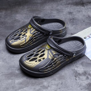 臺灣現貨洞洞鞋 布希鞋 大碼男鞋 38-49碼印花鞋 塗鴉洞洞鞋男 情侶沙灘鞋 EVA透氣涼鞋 防滑防水休閒夏季水鞋