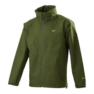 Mizuno 美津濃 男款【防潑水布面】GORE-TEX 連帽外套 保溫 透氣 軍綠- B2TE2W9931