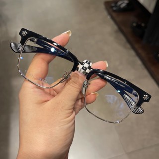 克羅伈新品眼鏡架 純鈦半框 方形大臉男女復古 日本製造手工眉毛眼鏡 細框高品質餘文樂明星同款半框 感光變色方框眼鏡框