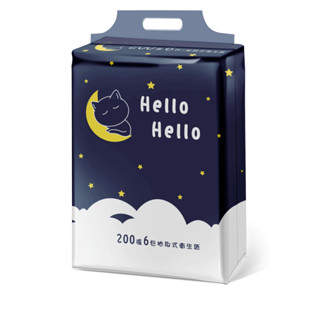 【HELLO】6包裝 蝦皮超商限購5袋 星月喵超溶水柔拭抽取式衛生紙100抽 衛生紙