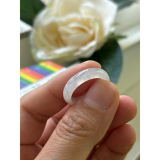 內徑18，國際戒圍14，no608，玉到愛，冰白翡翠戒指（戒圈），無紋內圈不平整，保證緬甸玉A貨翡翠
